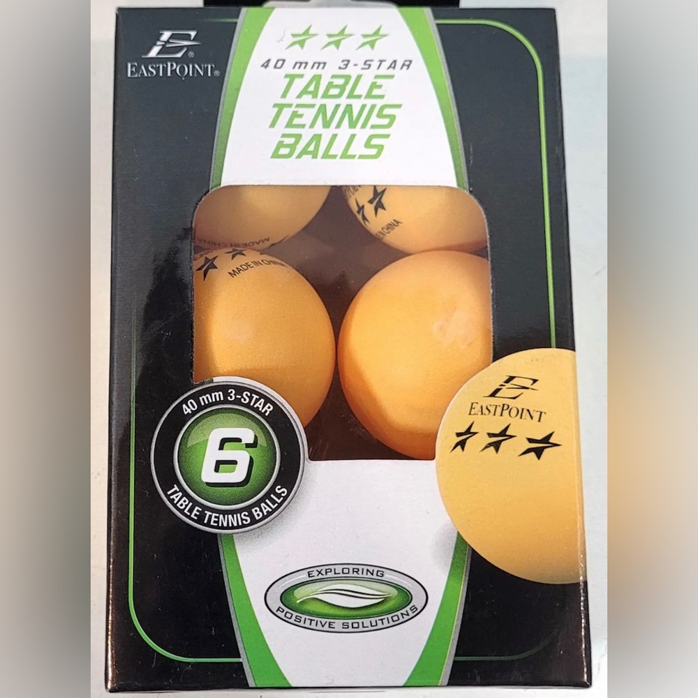 Orange Eastpoint 40 mm 1 Star table tennis balls, box of 6